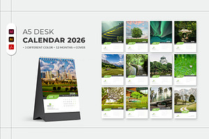 Desk Calendar 2026 Template, a Stationery Template by MstArtwork