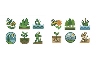 Nature-inspired icons depicting, an Animal Illustration by ZinetroN