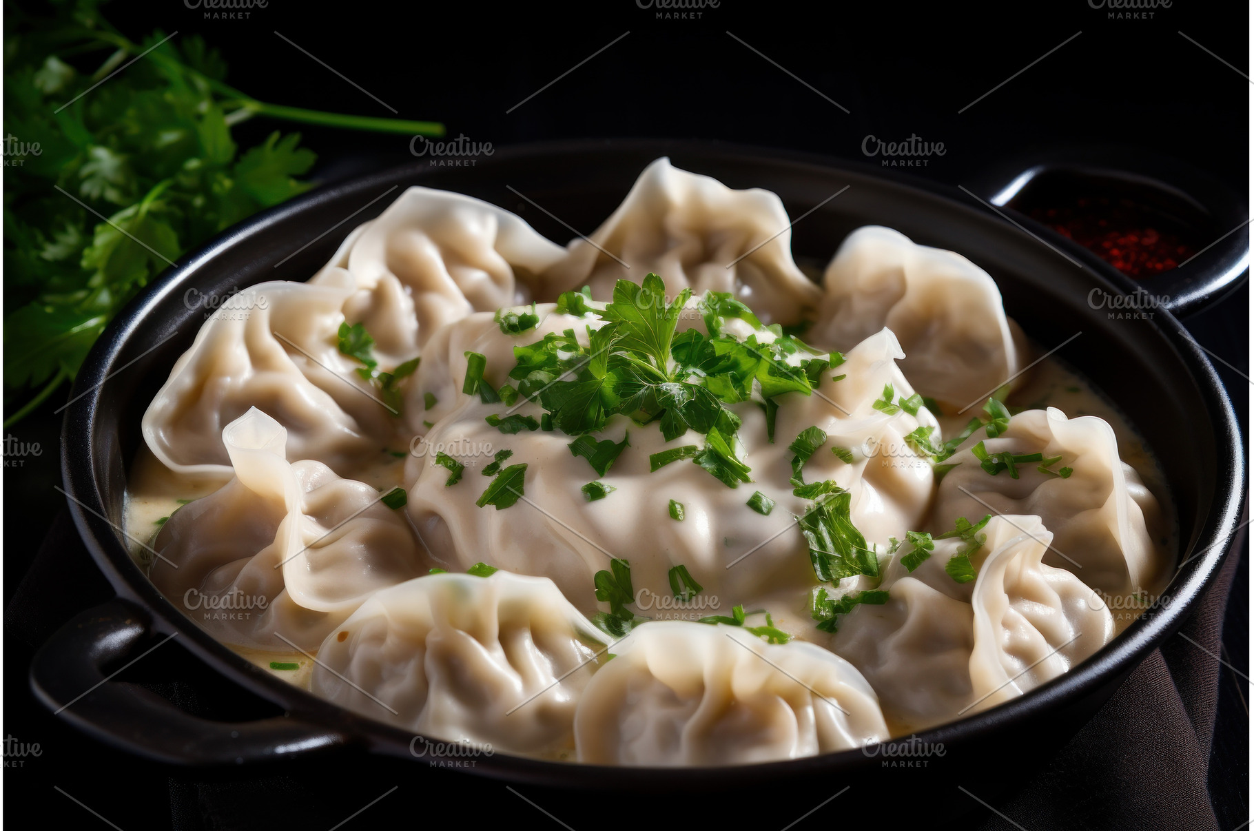 Meat dumplings russian boiled bowl, a Food & Drink Photo by Ylivdesign