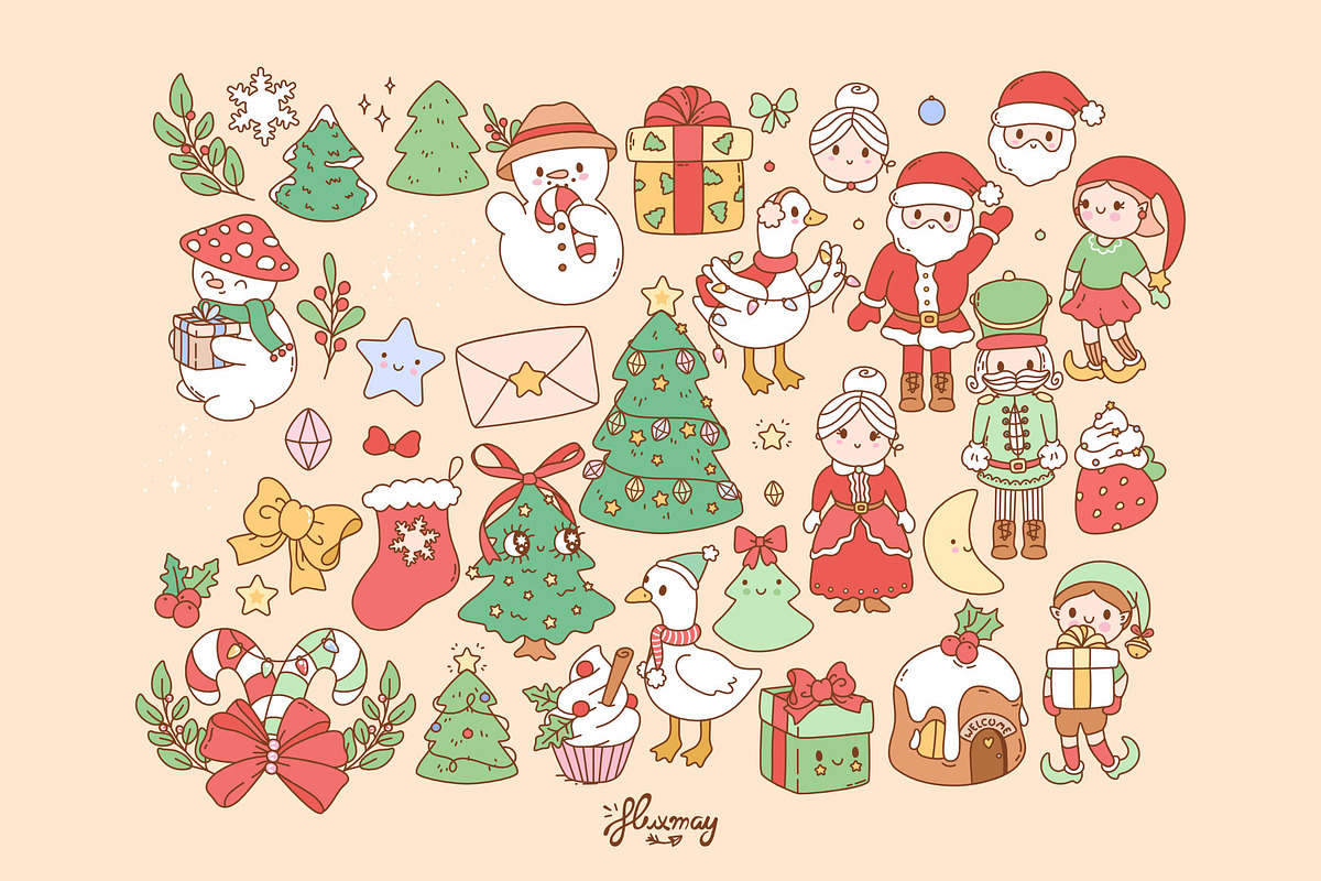 Cute Cozy Christmas Clipart Bundle, a Seasonal Illustration by Huxmay (Photo 5 of 8)