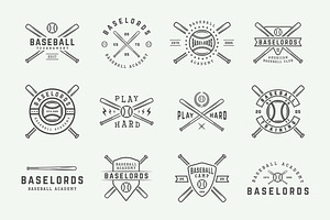 Retro Baseball Emblems And Elements.