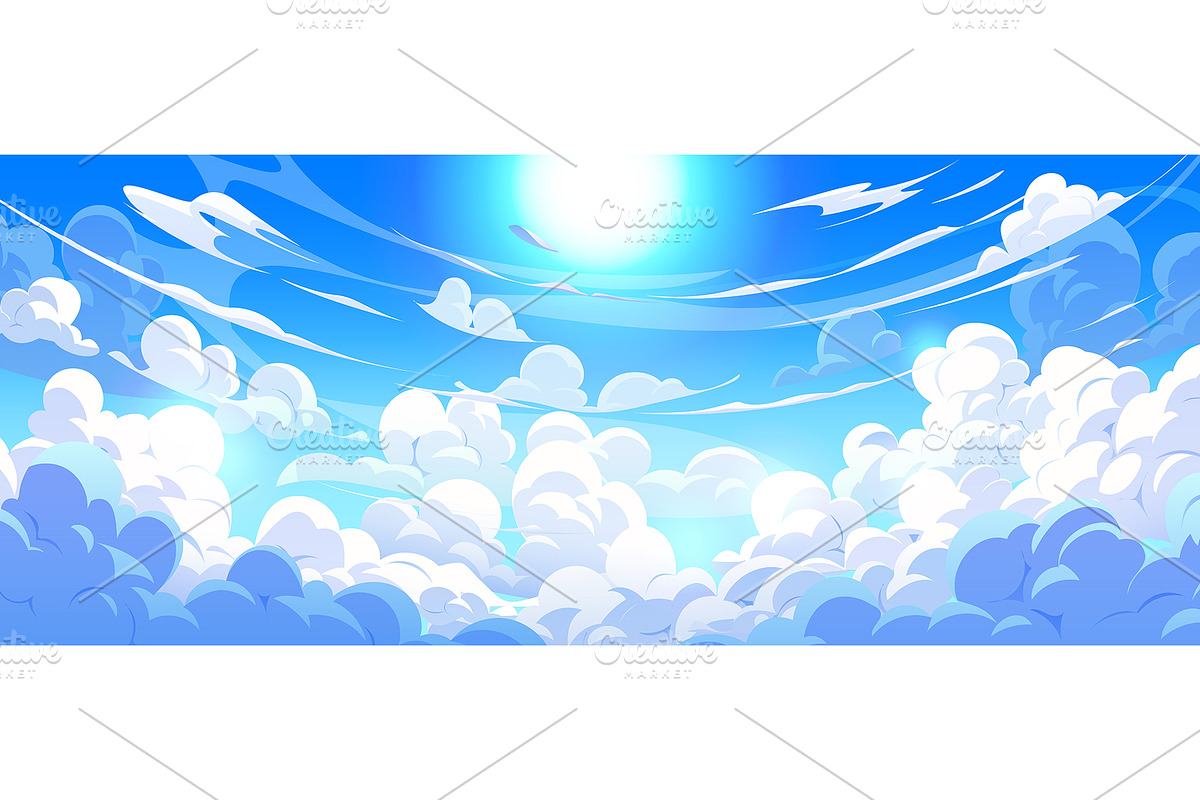 Cartoon anime manga sky clouds, an Illustration by Vector Tradition (Photo 1 of 3)