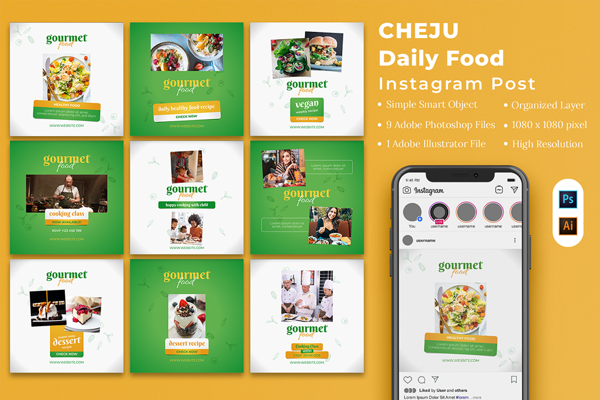 Cheju - Daily Food Instagram Post, a Social Media Template by Lettha-Studio (Photo 1 of 3)