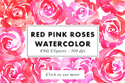 Pink Roses Watercolor Clipart PNG, an Illustration by Heartmade by Claudia (Thumbnail 1 of 2)