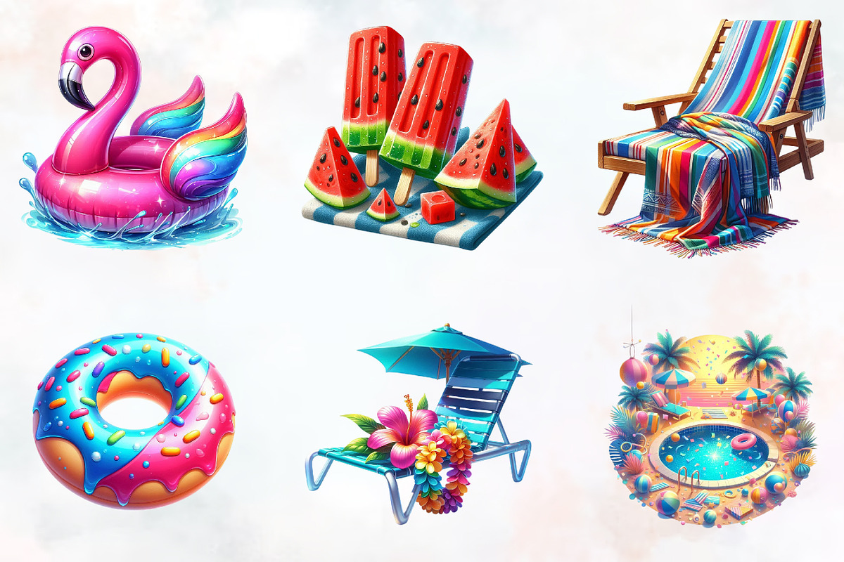 Summer Pool Party Clipart, an Illustration by RobertsArt (Photo 6 of 7)