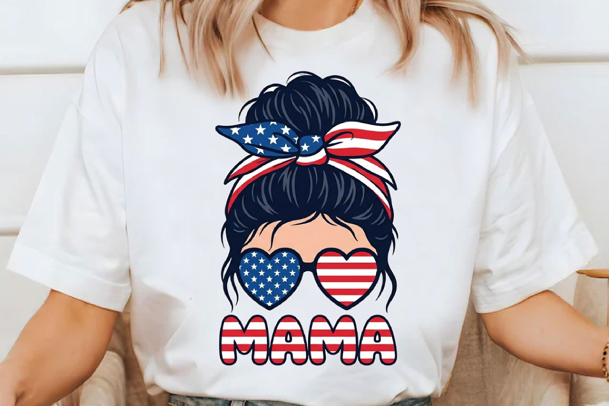 Patriotic mama 4th July PNG, an Illustration by Designking (Photo 1 of 6)