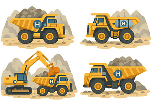 Construction vehicles working on a, an Illustration by ZinetroN