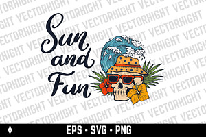 Sun and Fun. Summer design with surf, an Object Illustration by Vectorhight