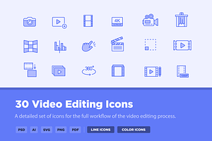 30 Video Editing Icons