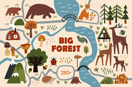 BIG FOREST: cute clipart and element