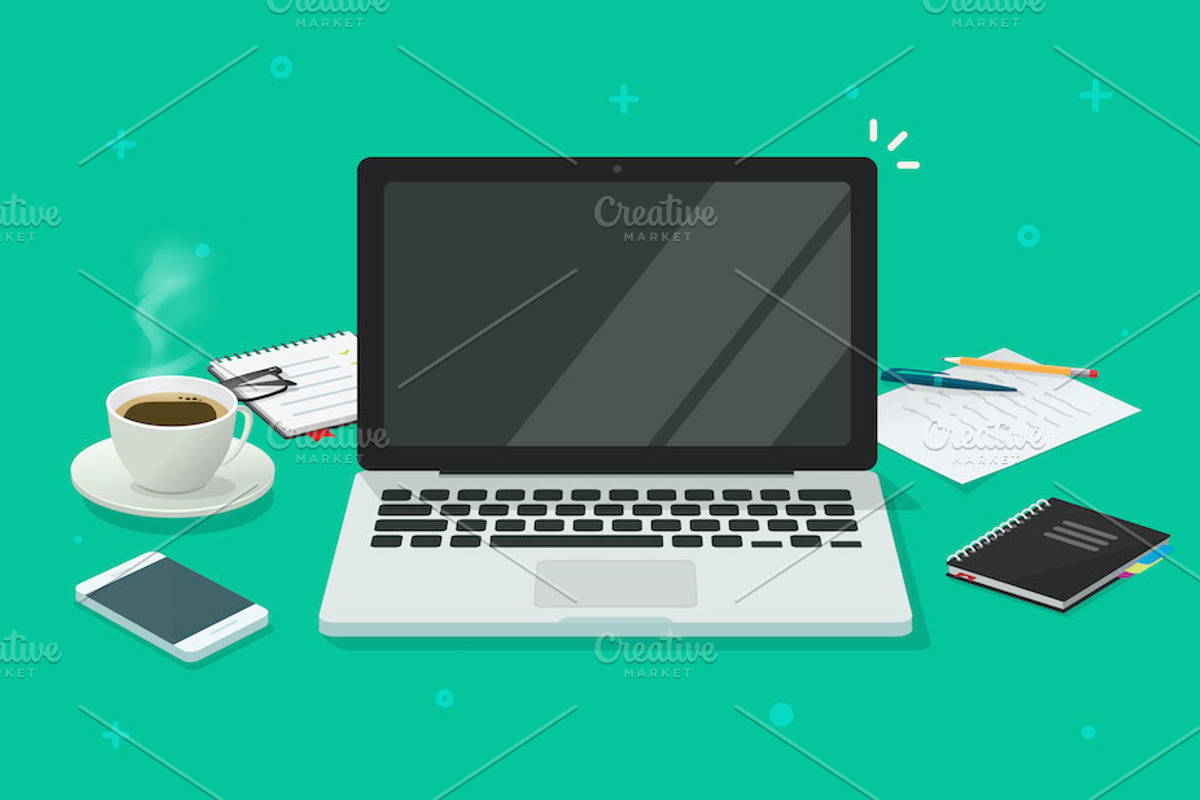 Computer screen pc desktop blank, a Technology Illustration by vladwel