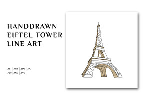 Line Art Eiffel Tower Illustration, a Decorative Illustration by Brand_Hero