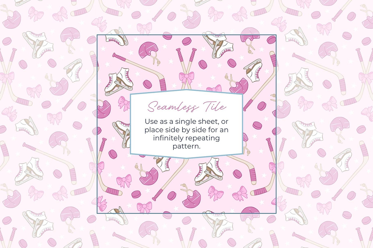 Pink Ice Hockey Seamless Pattern, a Pattern Graphic by Fern & Quill (Photo 2 of 6)