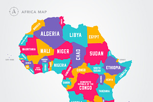 Africa Map With Coutry Names, an Object Graphic by Black White Mouse Design