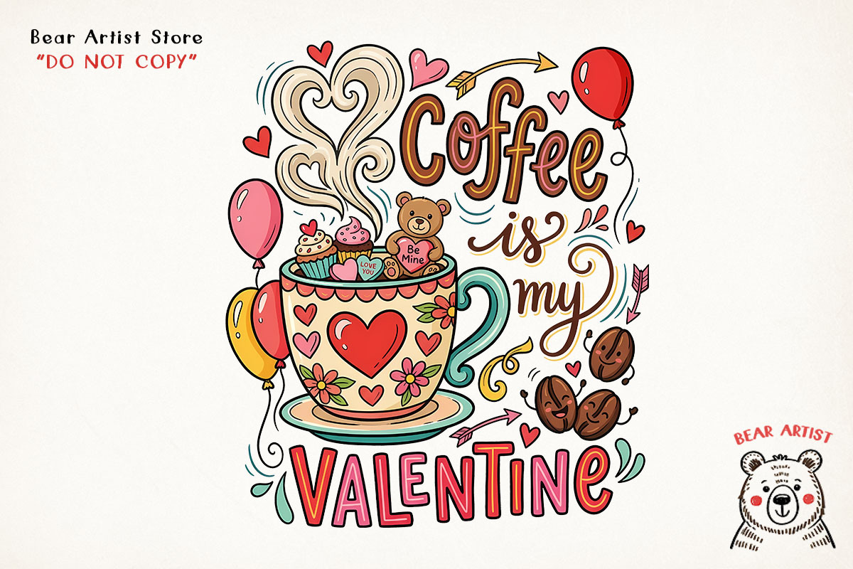 Valentine Love & Coffee Illustration, an Illustration by GlitterCraft (Photo 20 of 41)