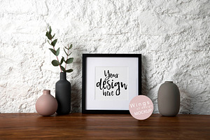 Square Picture Frame Mockup Black