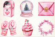 Cute Pink Christmas Clipart, an Illustration by Rose Art (Thumbnail 2 of 4)