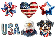 Hello 4th of July Watercolor Clipart, an Illustration by Designworld (Thumbnail 5 of 7)