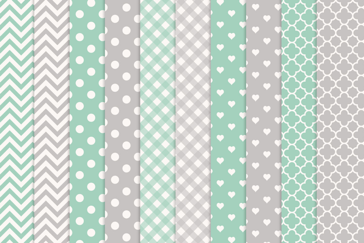 Mint Elephant Clipart & Patterns, an Illustration by Amanda Ilkov (Photo 3 of 3)