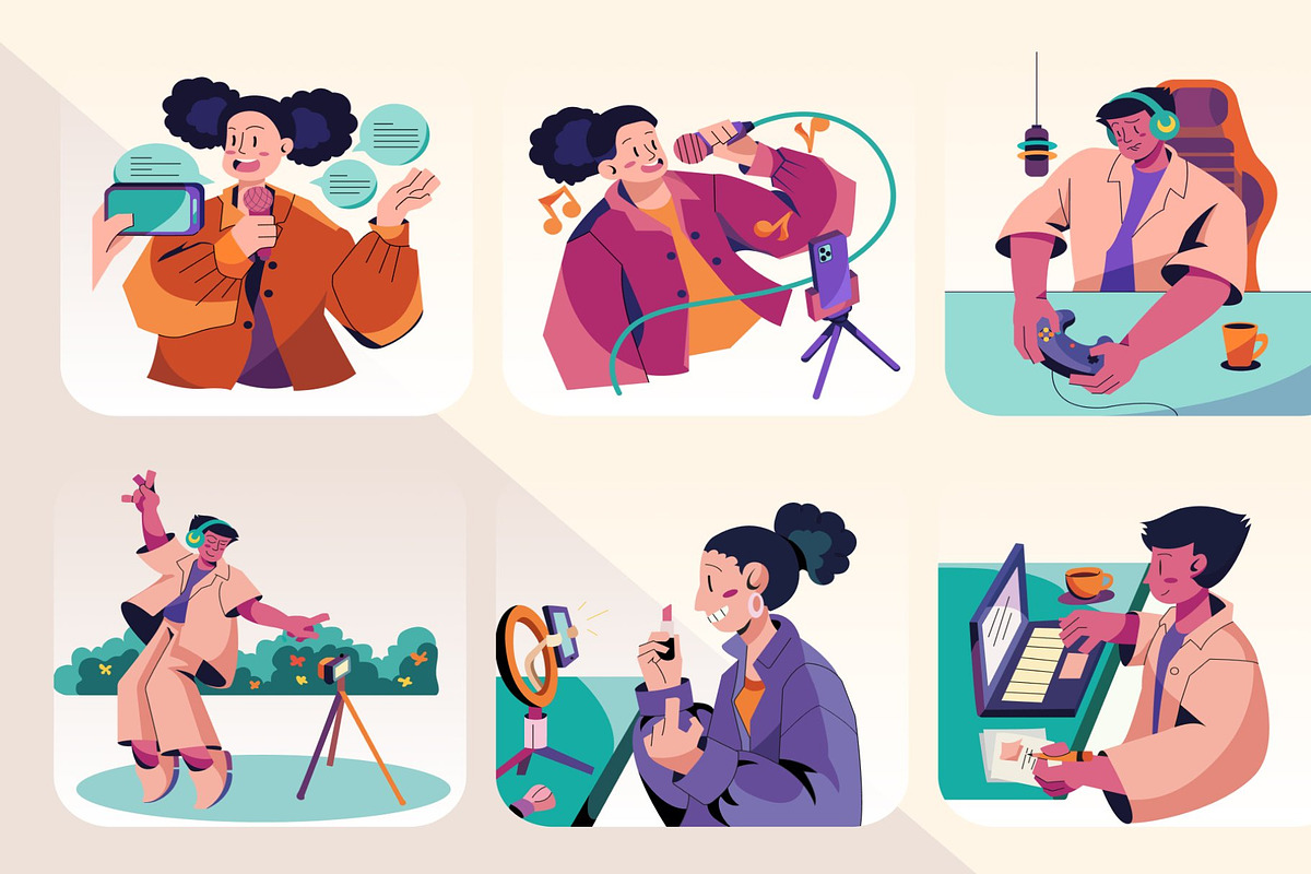 Retro Content Creator Activity, a Work Illustration by Lumina_ui_ux202 (Photo 3 of 8)