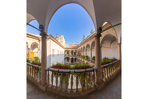 Italian courtyard on a sunny day in, an Architecture Photo by kavalenkava