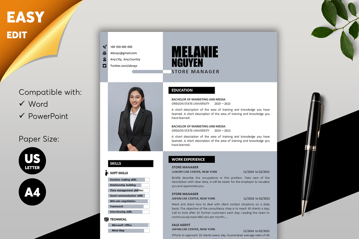 ATS Resume CV Word & PowerPoint - 12, a Resume Template by MrCam Template Resume|CV (Photo 1 of 6)