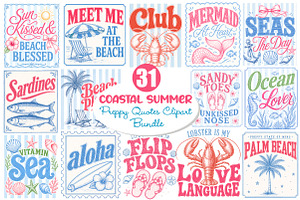 Preppy Coastal Summer Clipart Bundle, a Seasonal Illustration by Dream Creation