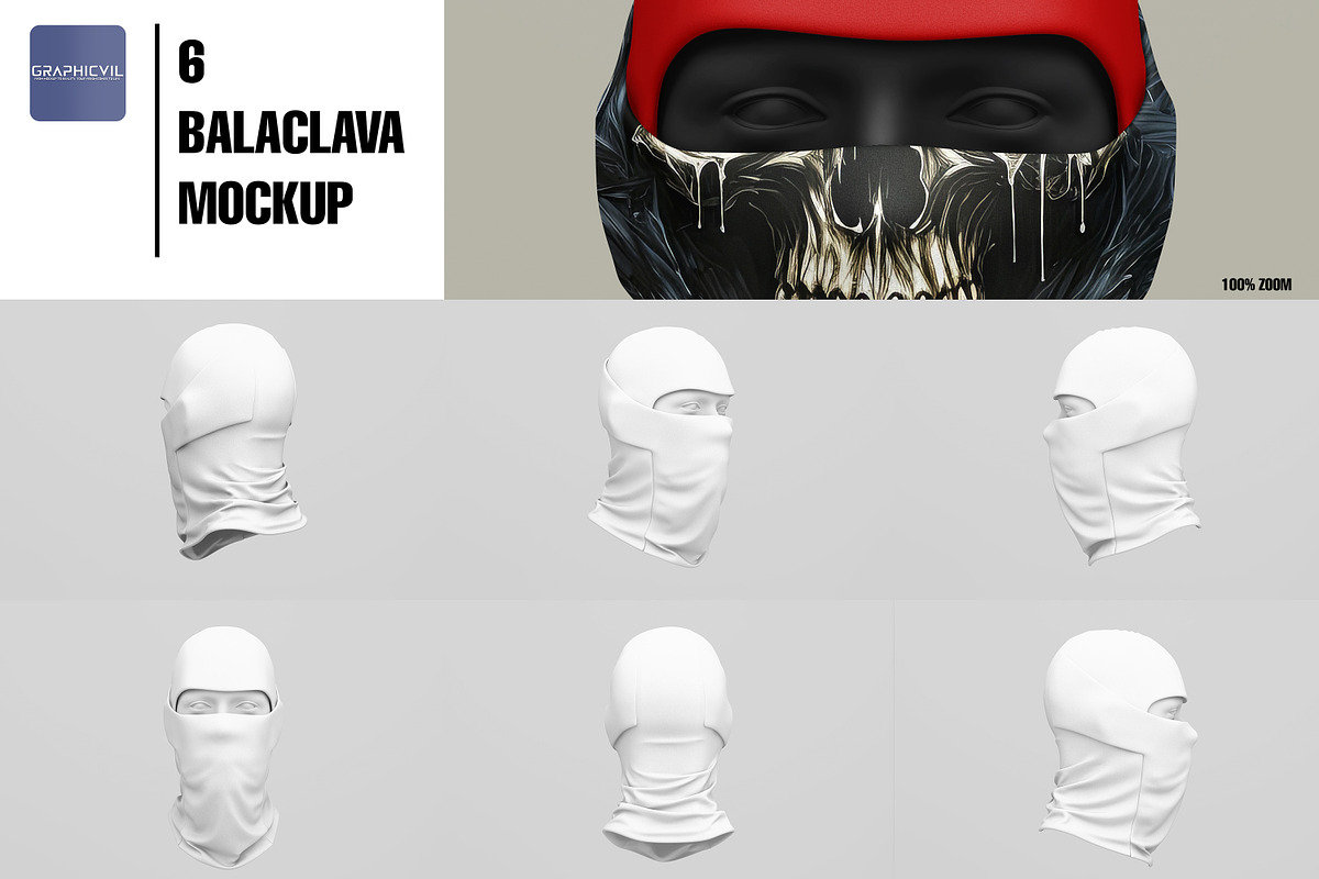 Dye sublimation Balaclava Mockup, a Mask Mockup by GraphicVil (Photo 3 of 9)