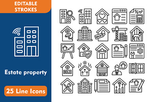 25 Estate property Line Icons, an Icon by Pexelpy
