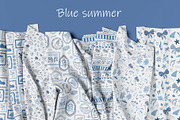 Blue tropical summer beach patterns, a Pattern Graphic by Tani Kuzminka (Thumbnail 2 of 22)