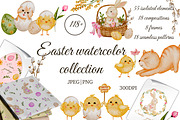 Easter Animal Watercolor Clipart Set, a Seasonal Illustration by ZabolotnaArt (Thumbnail 1 of 14)