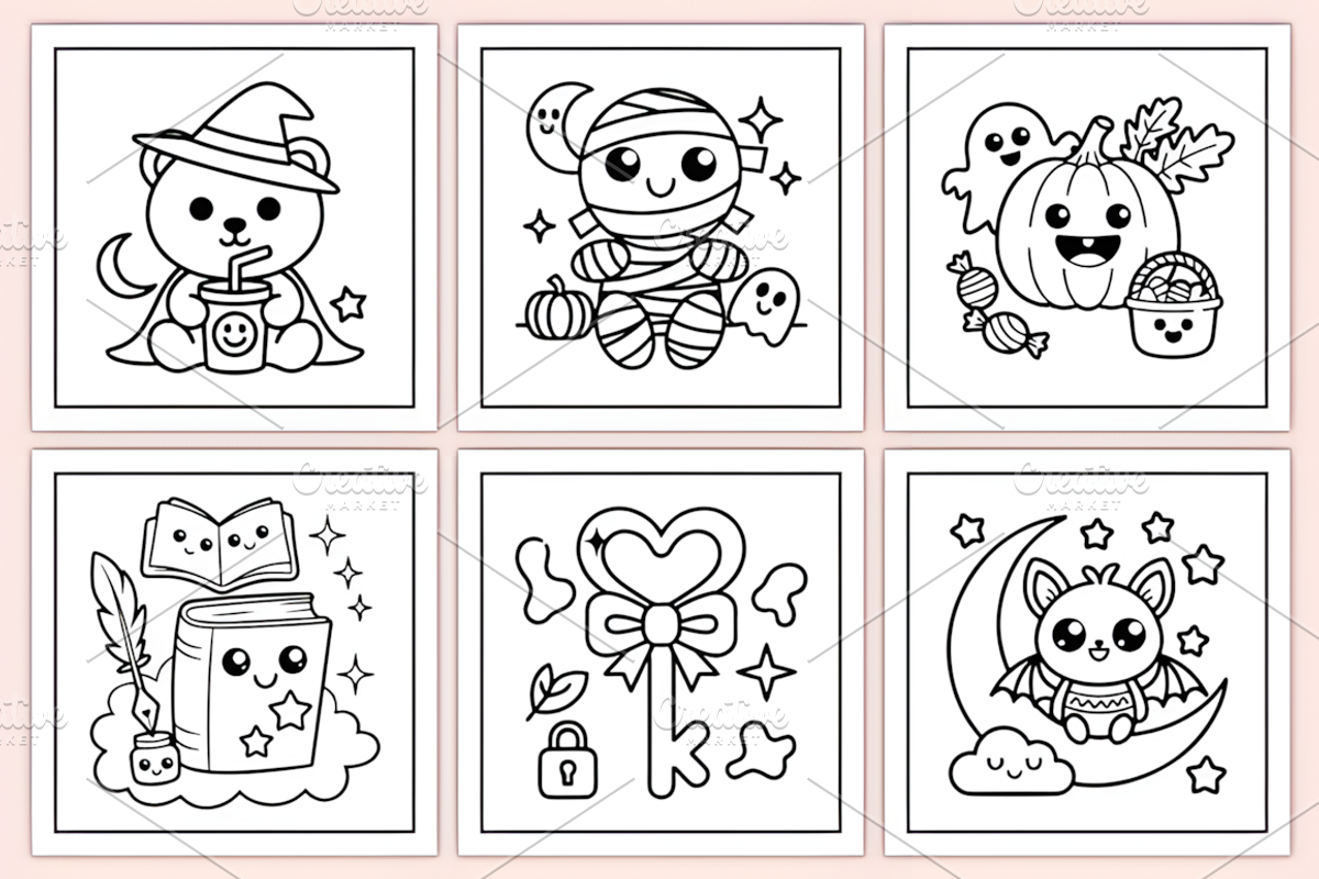 Bold Easy Kawaii Halloween Coloring, a Seasonal Illustration by Coco Bloom (Photo 2 of 3)