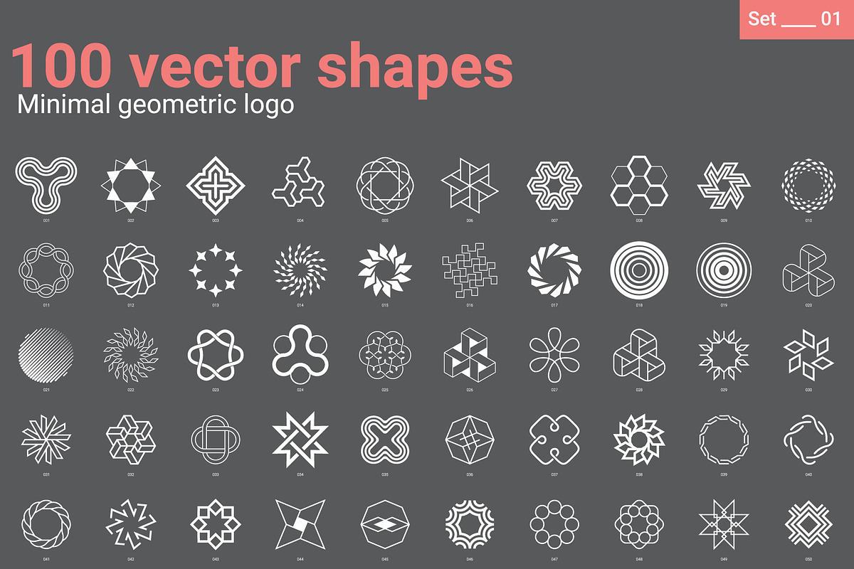 100 Vector shapes Minimal geometric, a Branding & Logo Template by Creators Club (Photo 1 of 5)