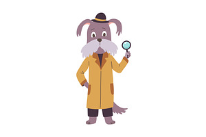 Dog detective character, an Animal Illustration by Things for designers