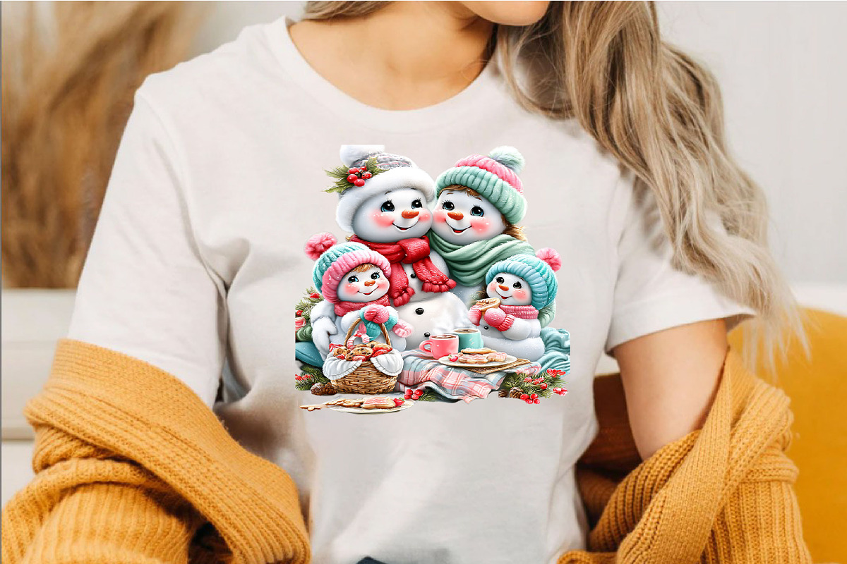 Christmas Snowman Family Clipart B, a Seasonal Illustration by SVGArt (Photo 3 of 10)