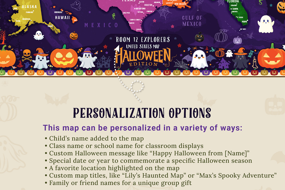 Halloween USA Map Printable Bundle, an Education Illustration by AdrianDragne (Photo 2 of 11)