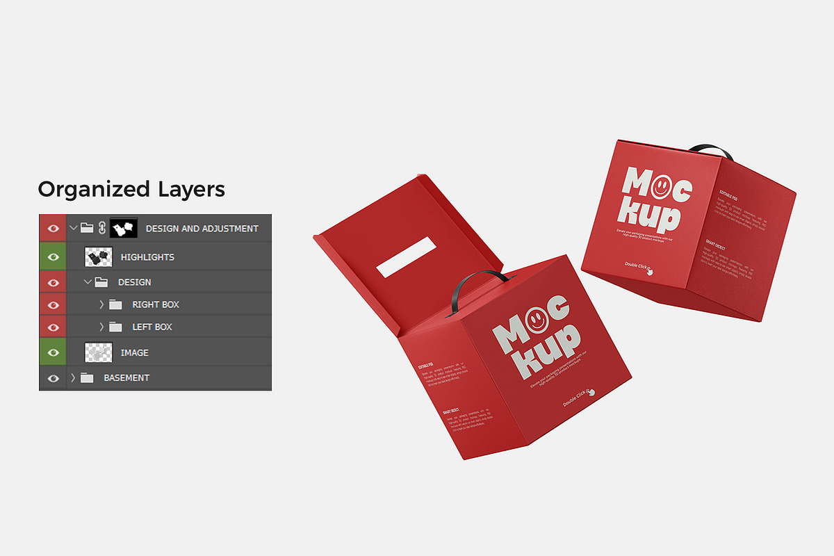 Cardboard Box Mockup with Handle, a Packaging Mockup by RamStudio2 (Photo 13 of 19)