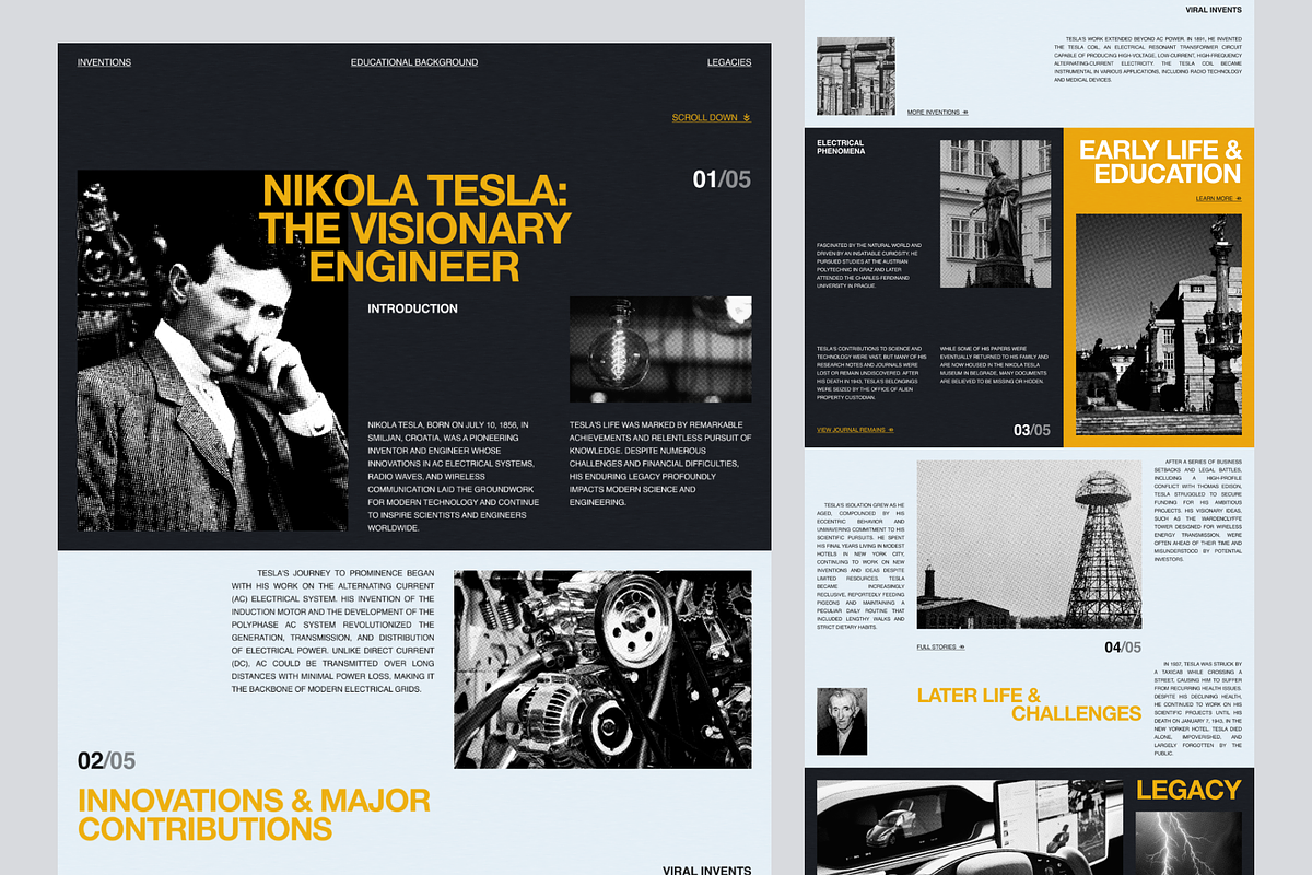 Nikola T. Biography - Landing Page, a Landing Page Template by keffidesign (Photo 2 of 2)