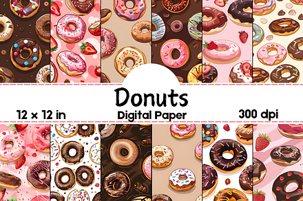 Donut Themed Seamless Pattern