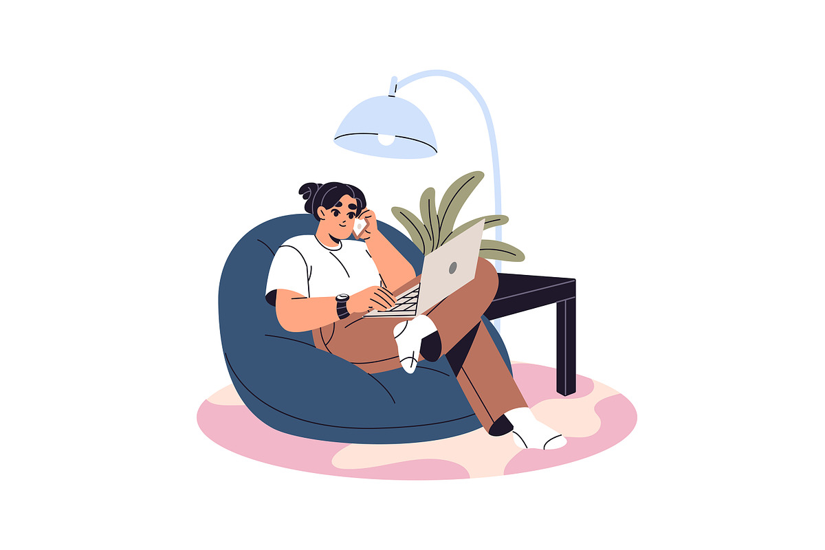 Freelance workers working online set, a Person Illustration by PaperTrident (Photo 3 of 9)
