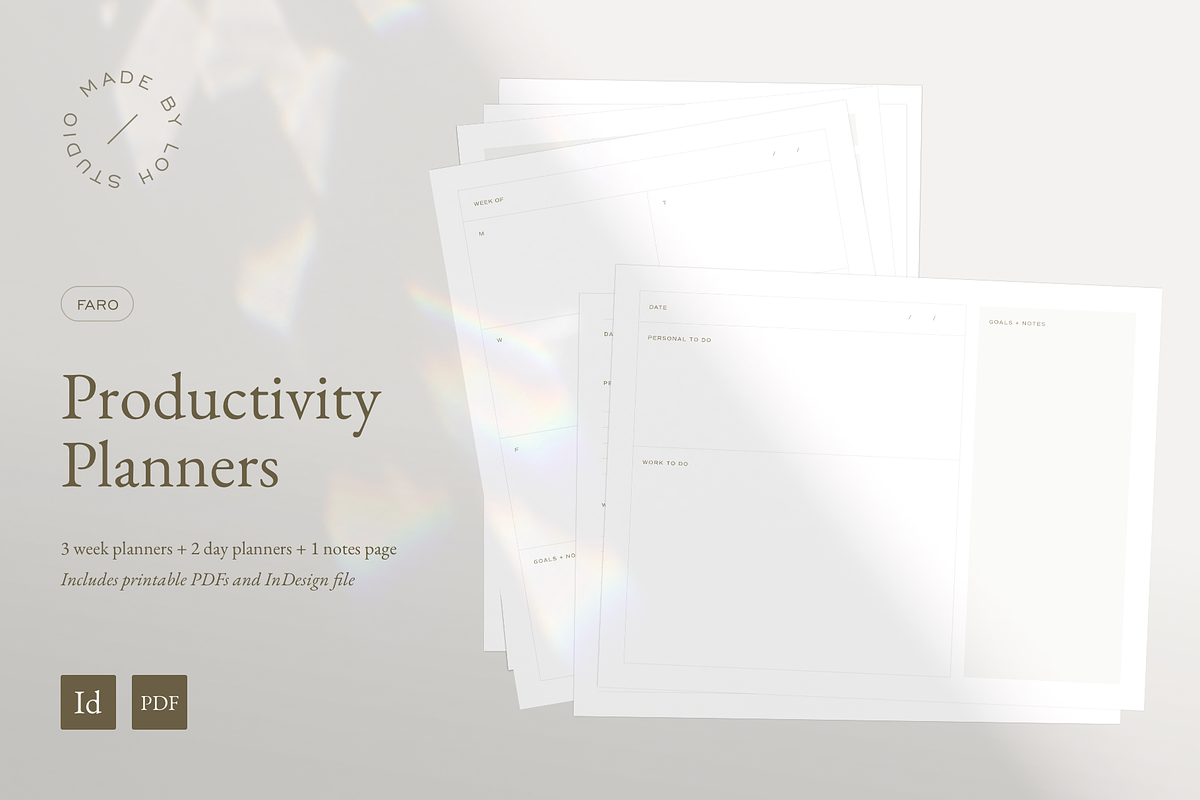 FARO Productivity Planner Pages, a Stationery Template by Loh Studio (Photo 1 of 8)