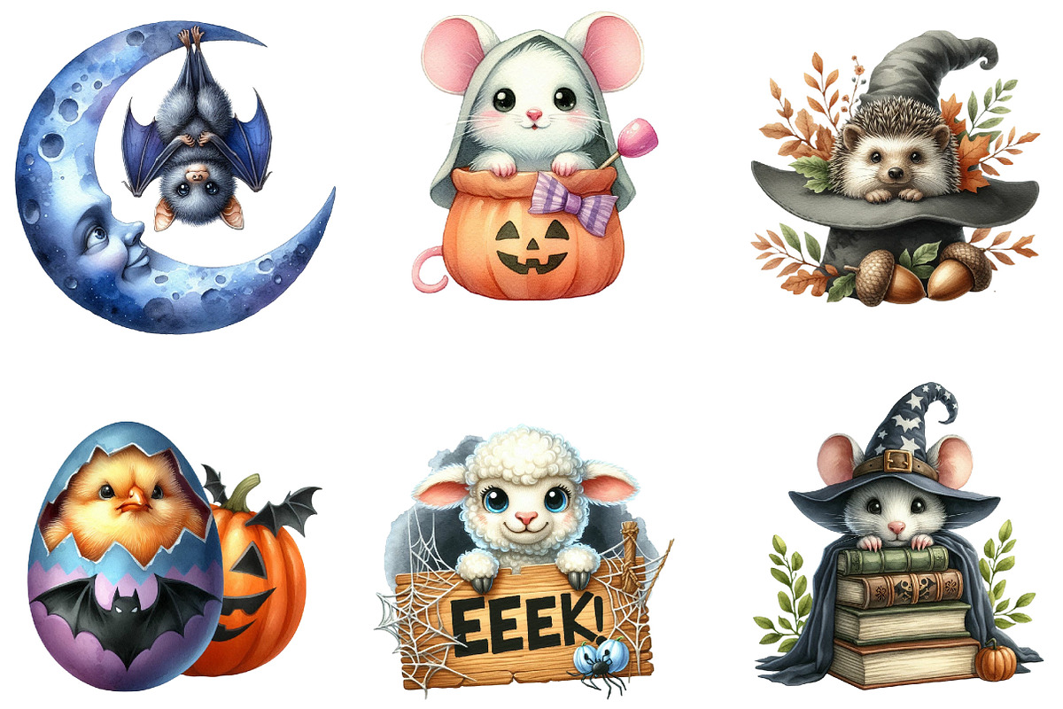 Halloween Cute Peeking Animals PNG, an Illustration by Designking (Photo 3 of 4)