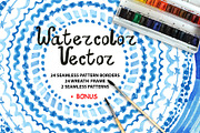 Watercolor VECTOR pattern brushes, a Brush Add-On by Tatianakost49 (Thumbnail 1 of 9)
