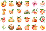 Watercolor Cute Peaches Garden Fruit, an Illustration by Sublimation Artist (Thumbnail 2 of 6)