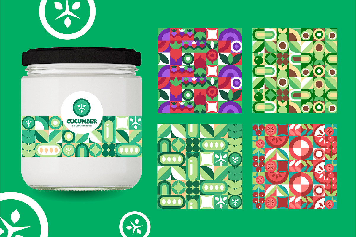 Mosaic Fruit and Veggie. Eco Food, a Food Illustration by Lettering_Logo (Photo 9 of 15)