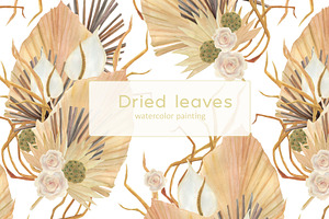 Dried Leaves Watercolor Patterns