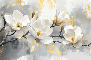 White magnolia flower in watercolor, a Photo by Pavel_design