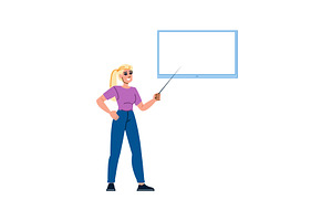Teacher pointing at blank whiteboard, an Education Illustration by pikepicture
