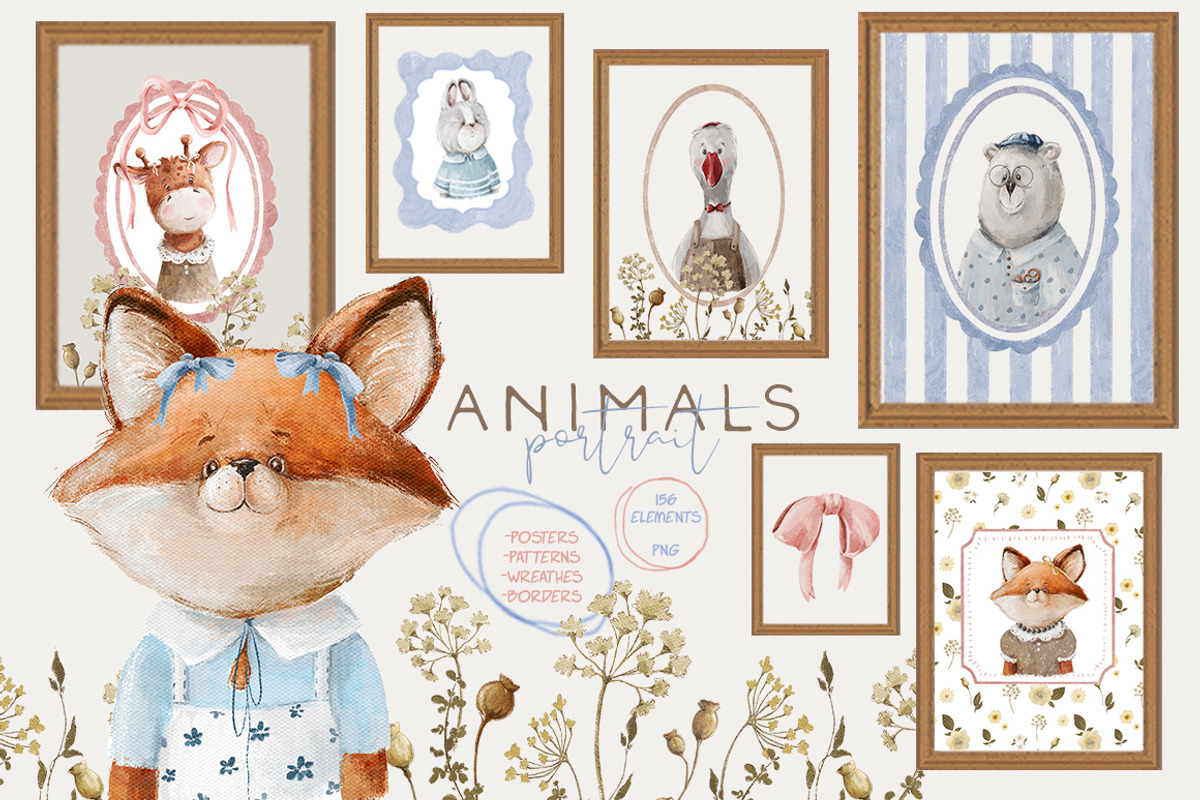Animals portraits Baby posters, an Animal Illustration by 60secondsArt (Photo 1 of 14)