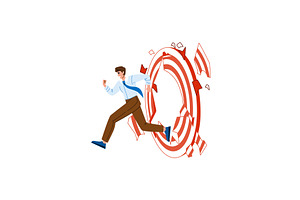 Businessman breaking target goal, a Finance Illustration by pikepicture